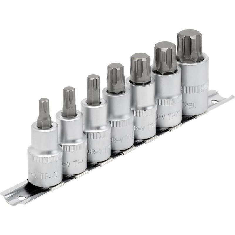 Draper 7 Piece 1/2" Drive Torx Plus Socket Bit Set 1/2" 50mm