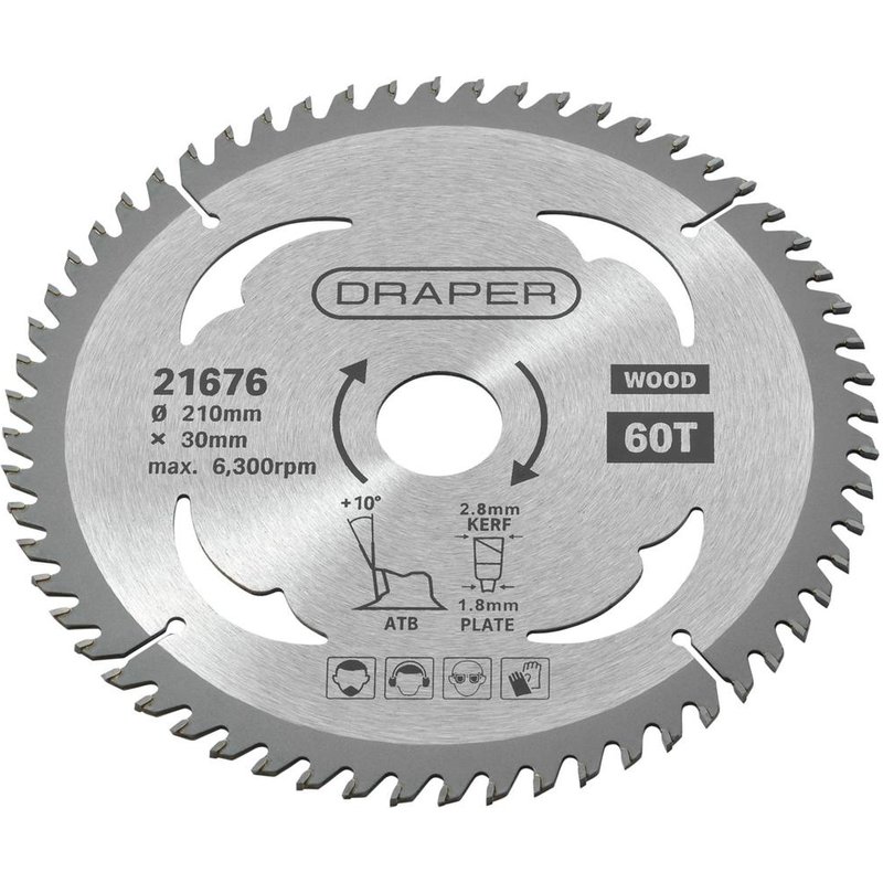 Draper TCT Wood Cutting Circular Saw Blade 210mm 60T 30mm