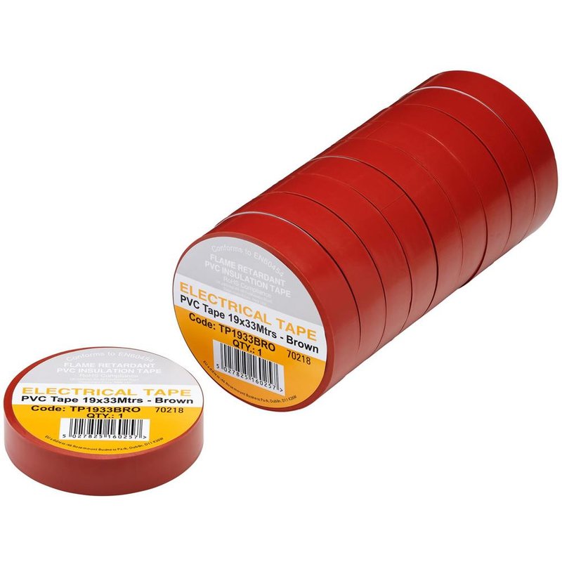 Draper PVC Electrical Insulation Tape Pack of 10 Brown 19mm 33m