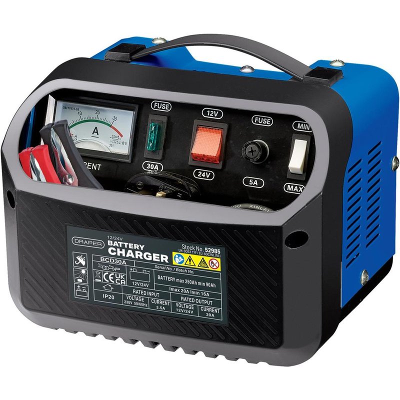 Draper BCD30A 12/24v Automotive Battery Charger 12v or 24v