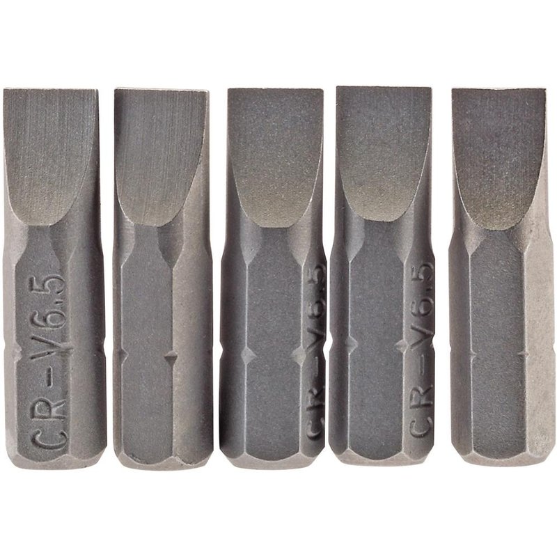 Draper Slotted Screwdriver Bit 6.5mm 25mm Pack of 5