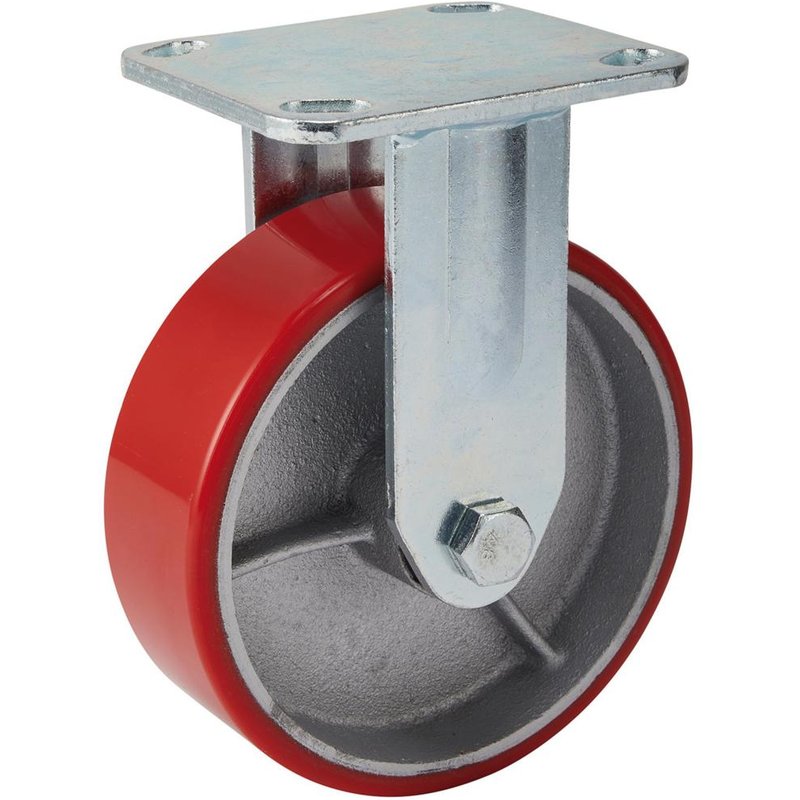 Draper Fixed Plate Fixing Heavy Duty Polyurethane Wheeled Castor 160mm