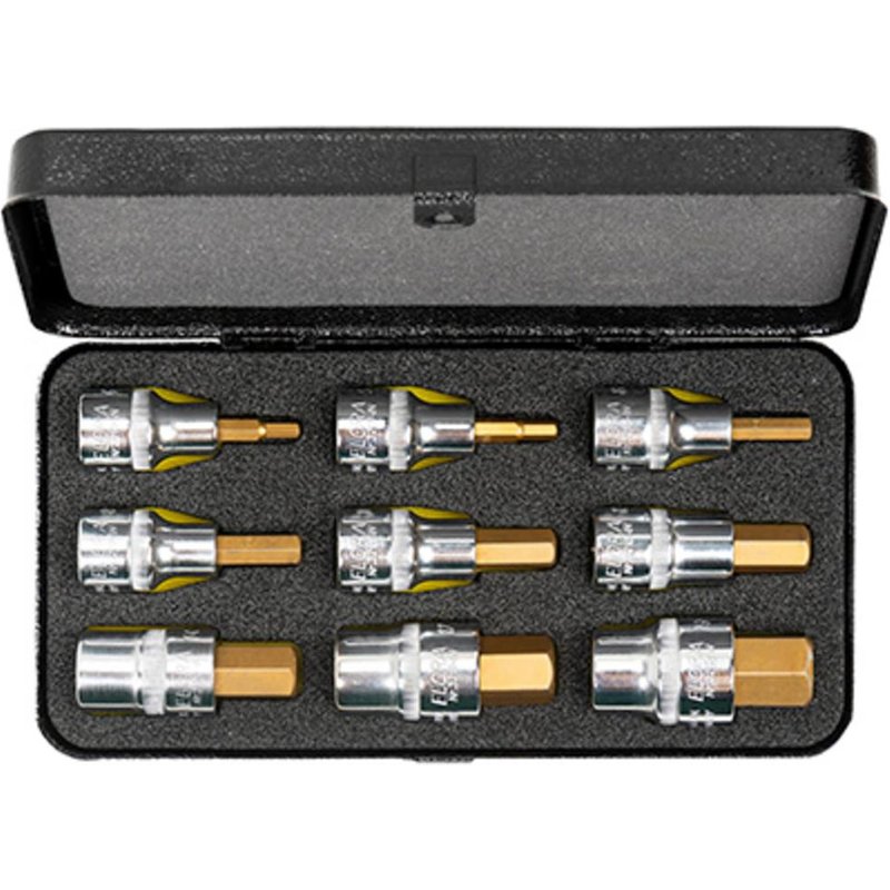 Elora 9 Piece 1/2" Drive Hexagon Socket Bit Set Metric 1/2"
