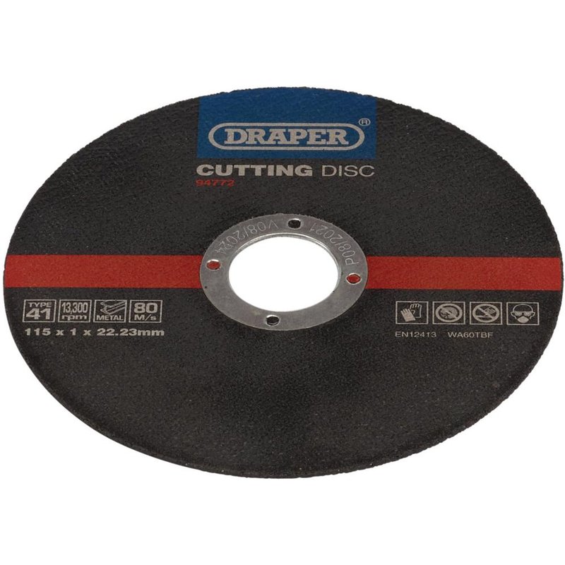 Draper Metal Cutting Discs Pack of 100 115mm 1mm 22mm
