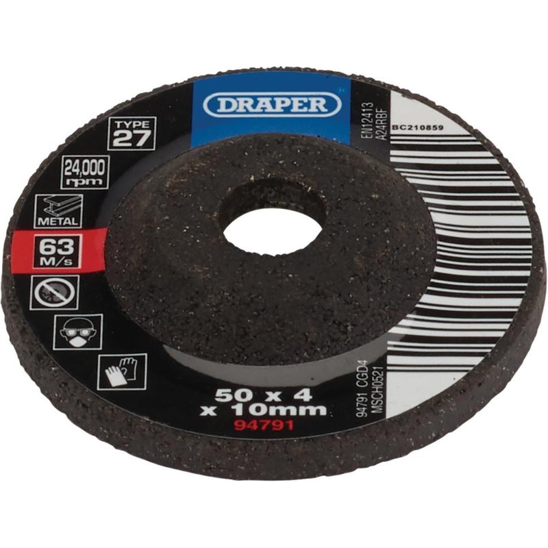 Draper DPC Depressed Centre Metal Grinding Disc 50mm 4mm 10mm