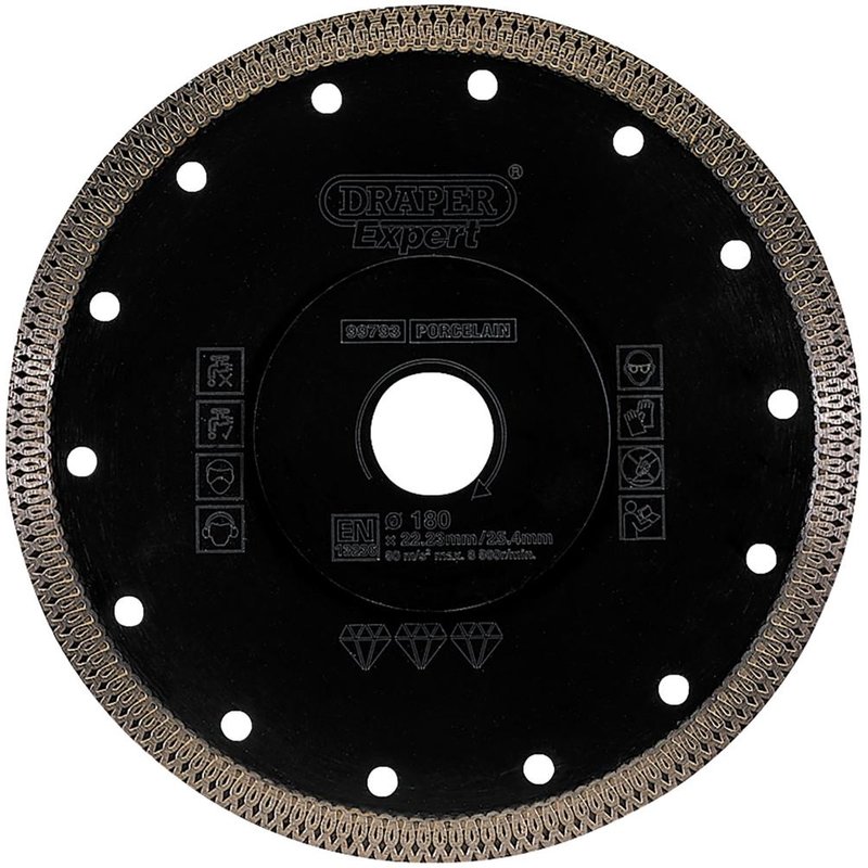 Draper Turbo X Porcelain Tile Cutting Diamond Blade 180mm