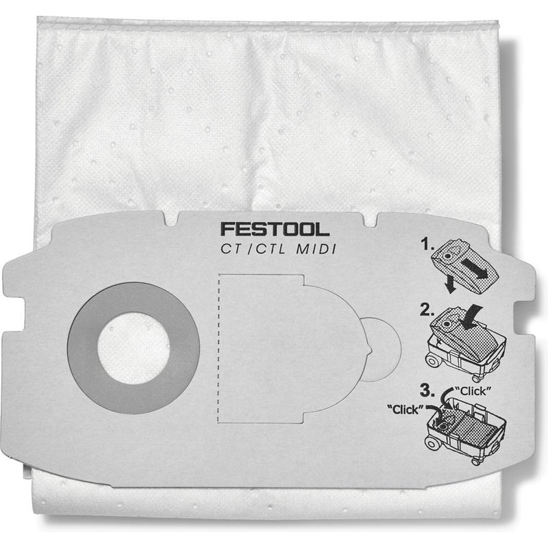 Festool SC FIS-CT Self Clean Filter Bag for CT/CTL MIDI Extractors Pack of 5