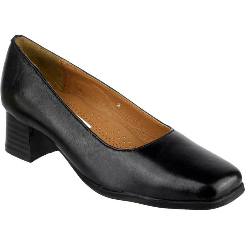 Amblers Walford Ladies Shoes Leather Court Black Size 3
