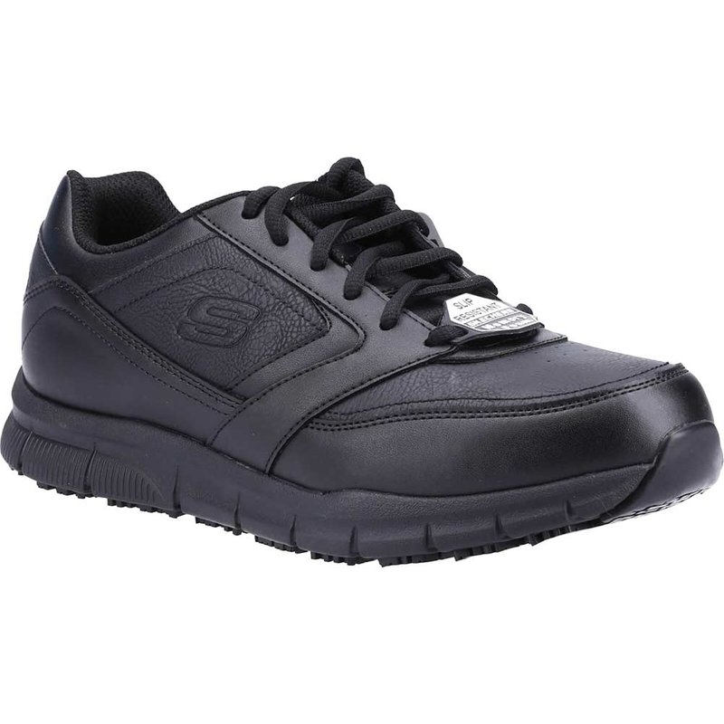 Skechers Men's Work Slip-Resistant Relaxed Fit: Nampa Sneaker in Black, Size 7 | Synthetic/Textile