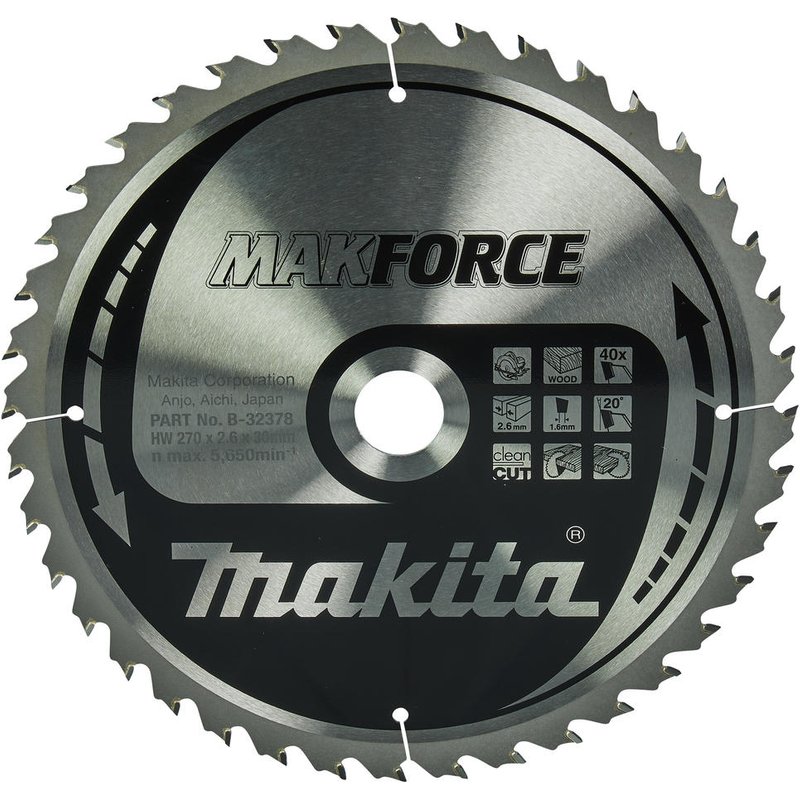 Makita MAKFORCE Circular Saw Blade for Wood Cutting 270mm 40T 30mm