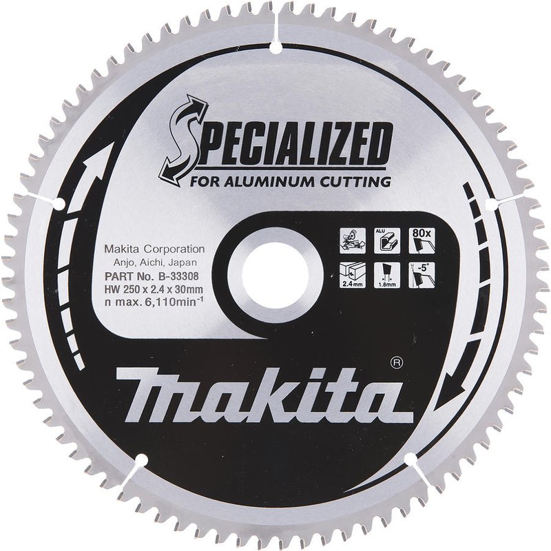 Makita SPECIALIZED Circular Saw Blade for Aluminium Cutting 250mm 80T 30mm