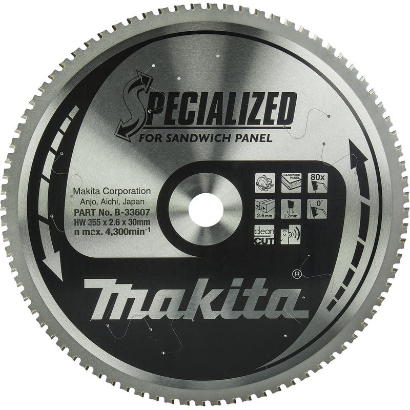 Makita SPECIALIZED Circular Saw Blade for Sandwich Panel Cutting 355mm 80T 30mm