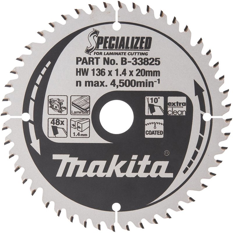 Makita SPECIALIZED Circular Saw Blade for Laminate Cutting 136mm 48T 20mm