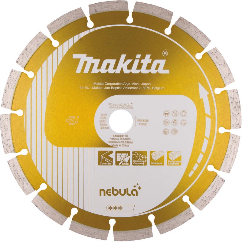 Makita Nebula Wet and Dry Diamond Wheel Cutting Disc 230mm 2.4mm Pack of 1