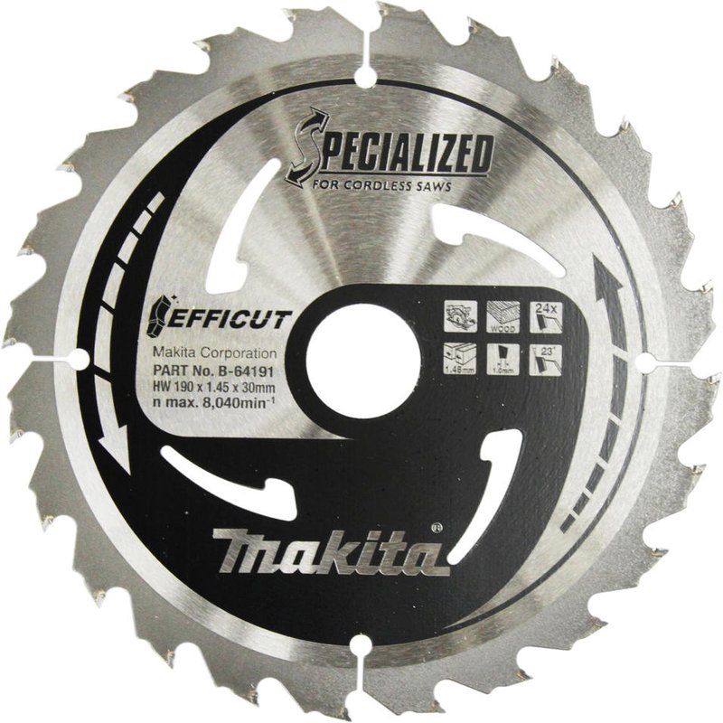 Makita SPECIALIZED Efficut Circular Saw Blade for Wood Cutting 190mm 24T 30mm