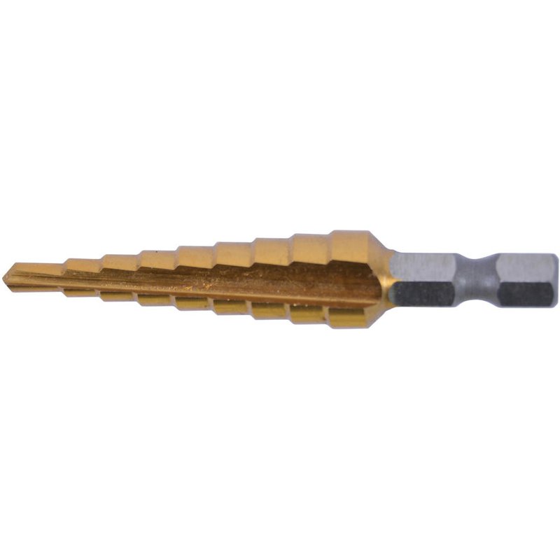 Makita Hex Shank Step Drill Straight Flute TiN Coated 4mm - 12mm