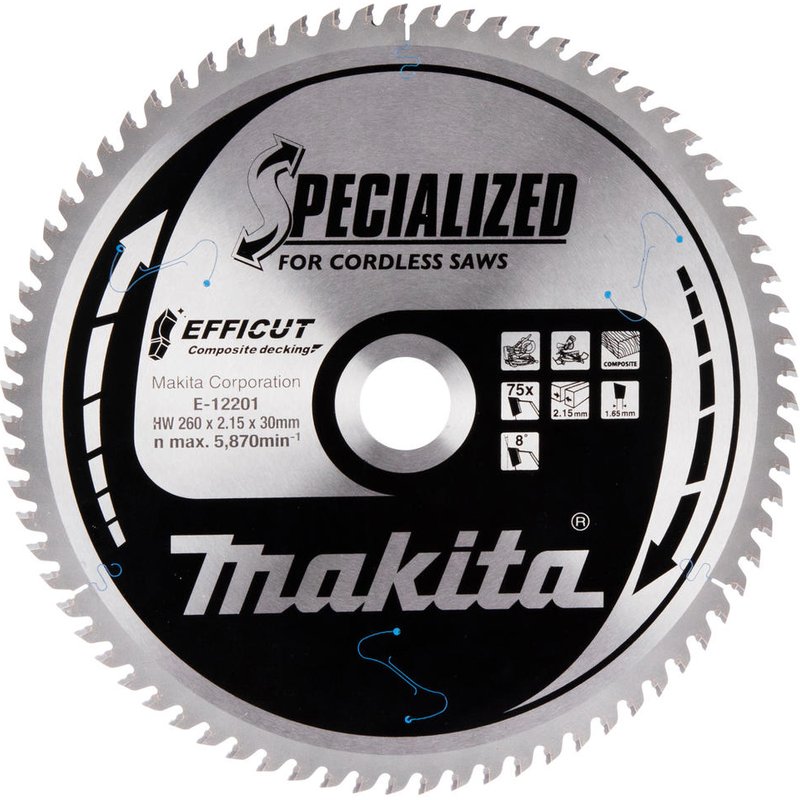 Makita SPECIALIZED Efficut Circular Saw Blade for Composite Decking 260mm 75T 30mm