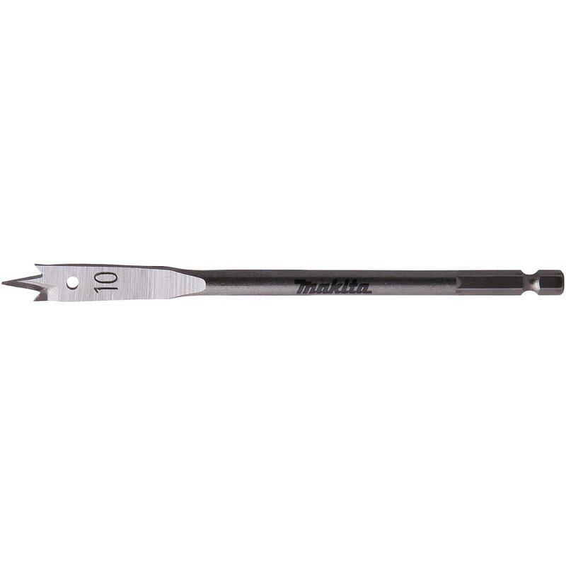 Makita 1/4" Hex Shank Flat Wood Drill Bit 10mm 150mm Pack of 1