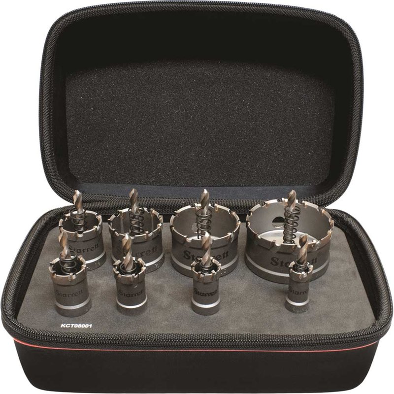Starrett KTC08001 8 Piece Tungsten Carbide Tipped Deep Cut Hole Saw Set