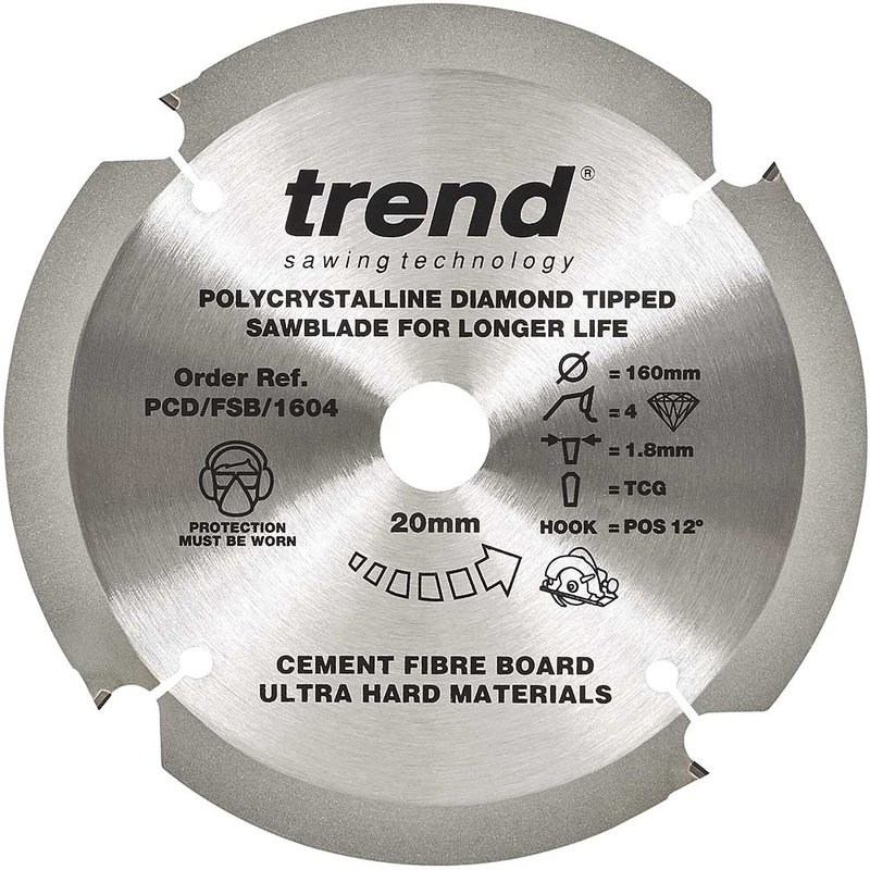Trend Cement Fibreboard PCD Cutting Saw Blade 160mm 4T 20mm