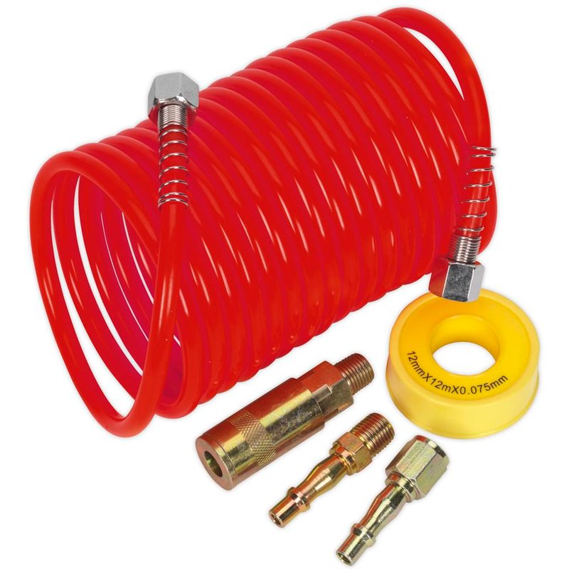 Sealey AHK03 Coiled Air Line Hose Kit 5mm 5m