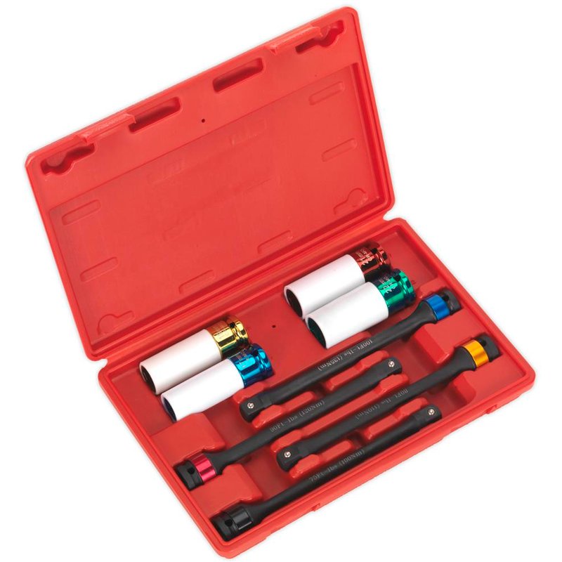 Sealey 8 Piece 1/2" Drive Torque Stick and Impact Socket Set for Alloy Wheels 1/2"