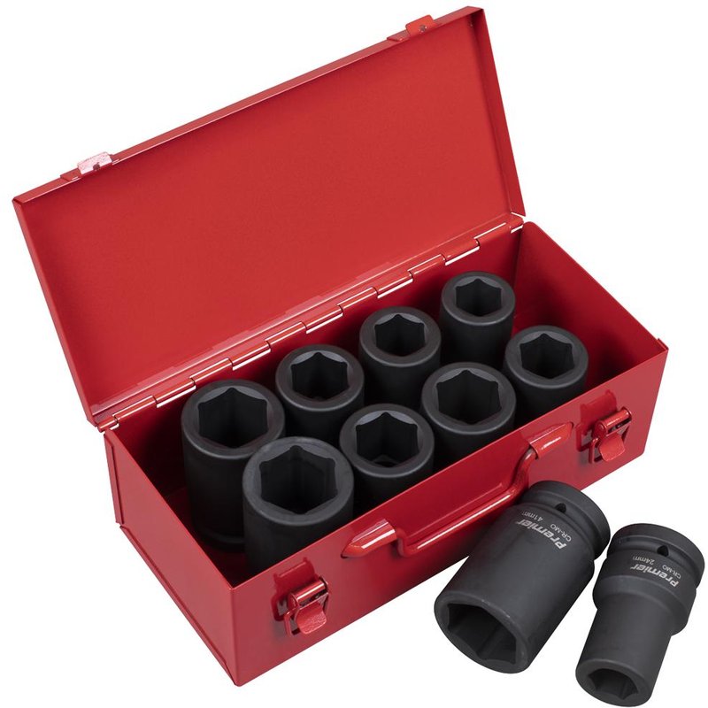 Sealey 10 Piece 1" Drive Deep Hexagon Impact Socket Set Metric and Imperial 1"