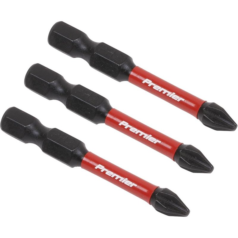 Sealey Impact Power Tool Phillips Screwdriver Bits PH2 50mm Pack of 3