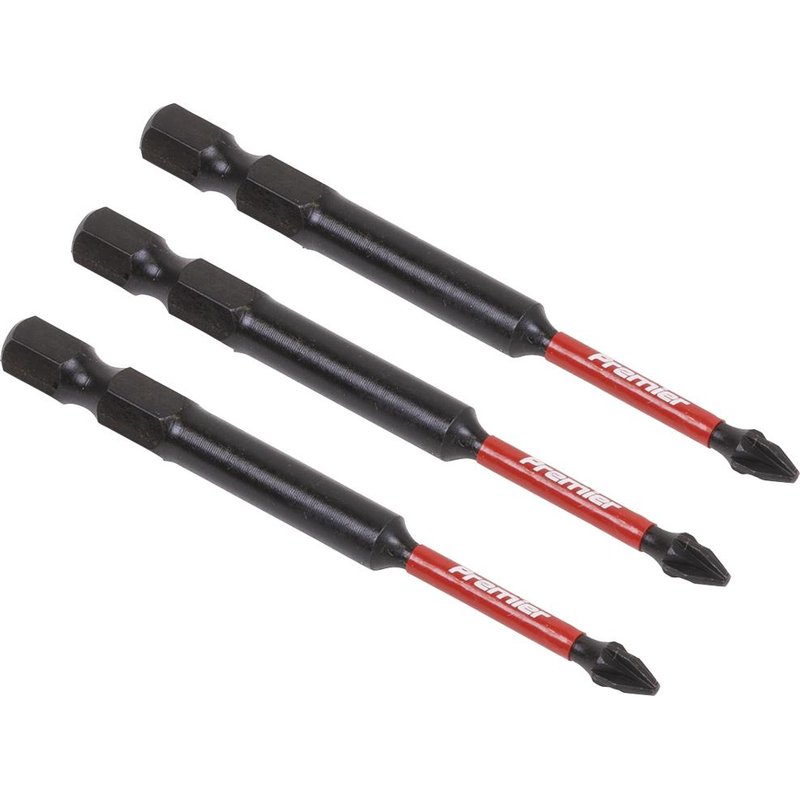 Sealey Impact Power Tool Pozi Screwdriver Bits PZ1 75mm Pack of 3