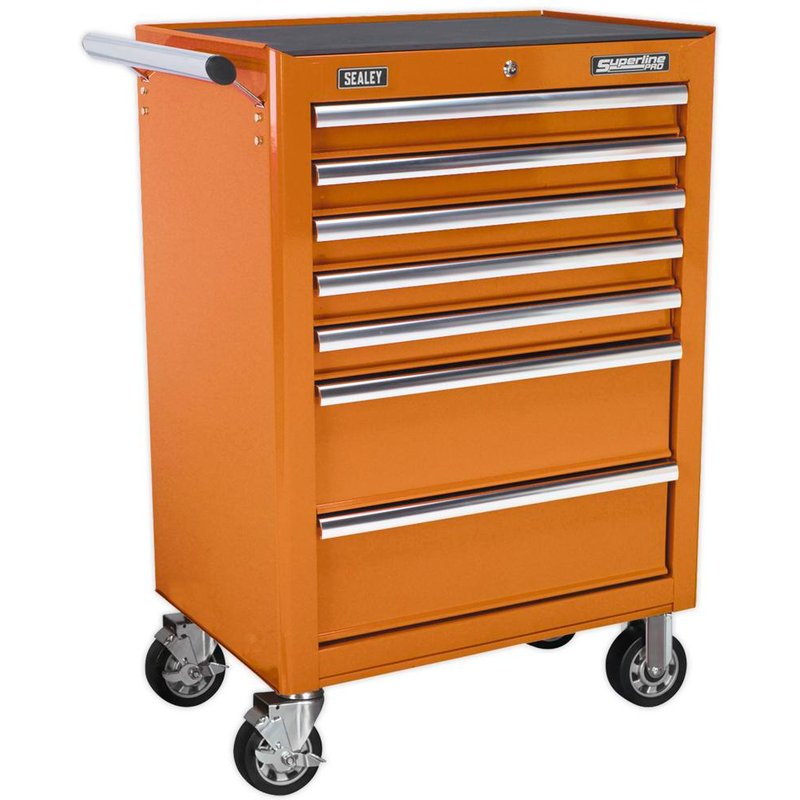 Sealey 7 Drawer Ball Bearing Runner Tool Roller Cabinet Orange