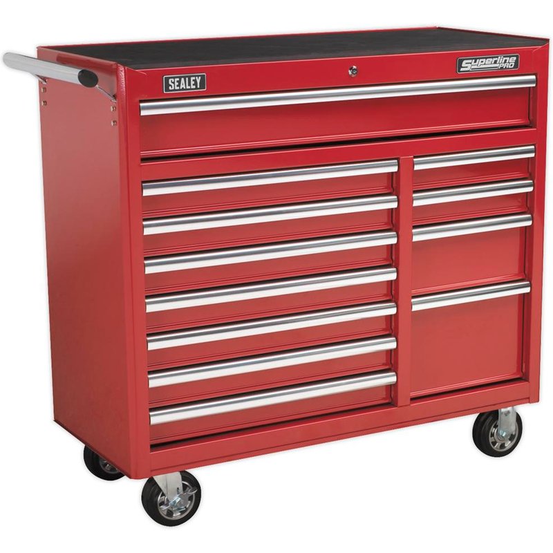 Sealey Superline Pro 12 Drawer Heavy Duty Roller Cabinet Red