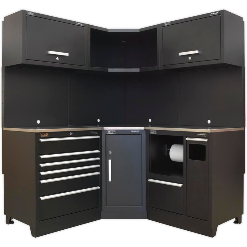 Sealey Premier MSS Stainless Steel Corner Worktop Storage System Combo 1755mm 1755mm 2110mm