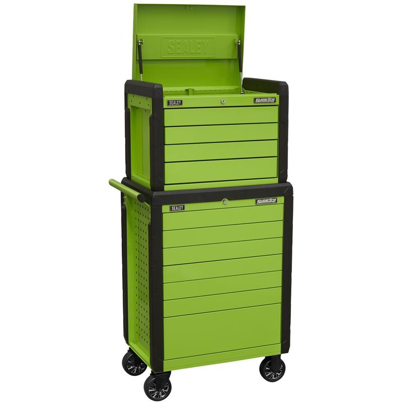 Sealey 11 Drawer Push To Open Roller Cabinet and Chest Combo Green