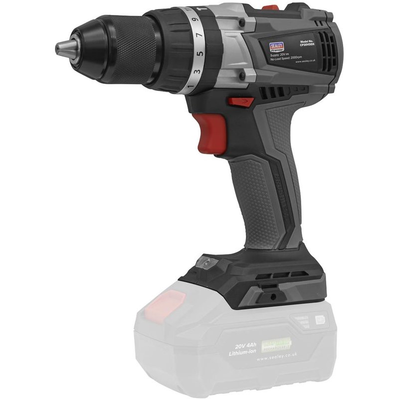 Sealey CP20VDDX 20v Cordless Brushless Combi Drill 1 x 2ah & 1 x4ah Li-ion Battery Charger Bag