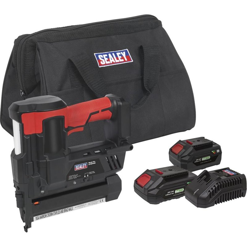 Sealey CP20VNG 20v Cordless Nail and Staple Gun 1 x 2ah & 1 x4ah Li-ion Battery Charger Bag
