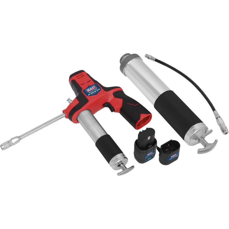 Sealey CPG8V 8v Cordless Grease Gun 1 x 2ah Li-ion Battery Charger No Case
