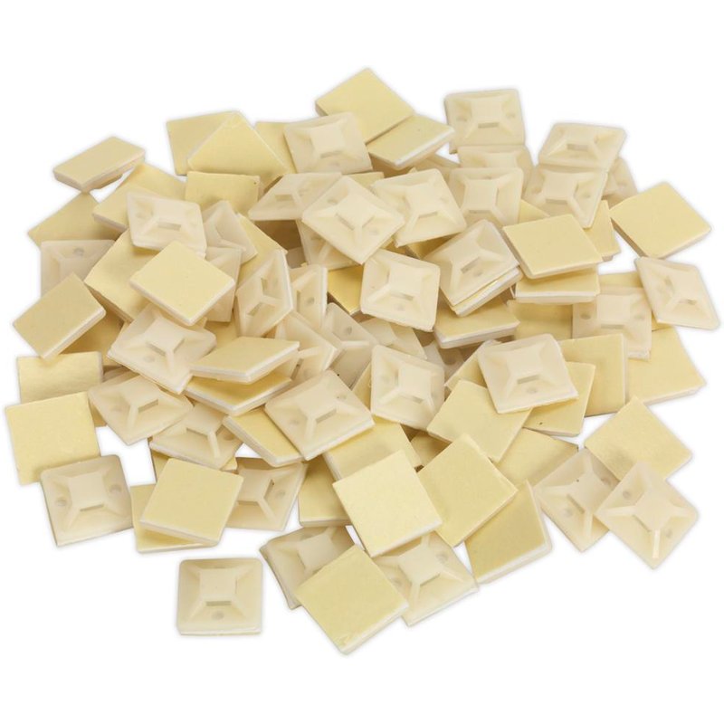 Sealey Self Adhesive Cable Tie Mounts White 20mm Pack of 100