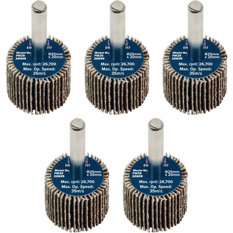 Sealey Flap Wheels Pack Of 5 25mm 20mm 60g