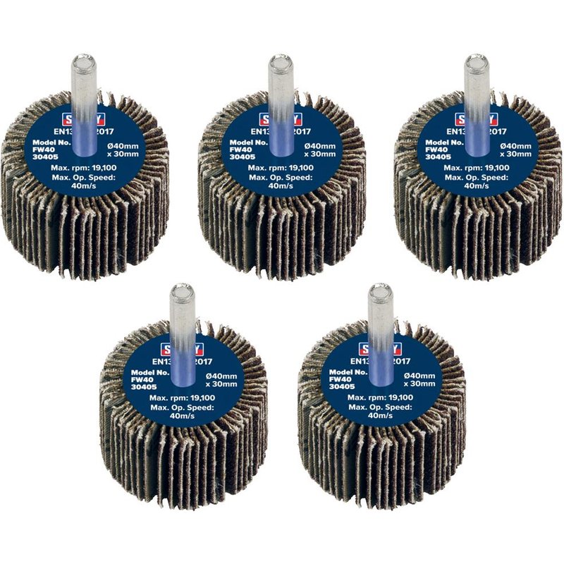 Sealey Flap Wheels Pack Of 5 40mm 30mm 40g