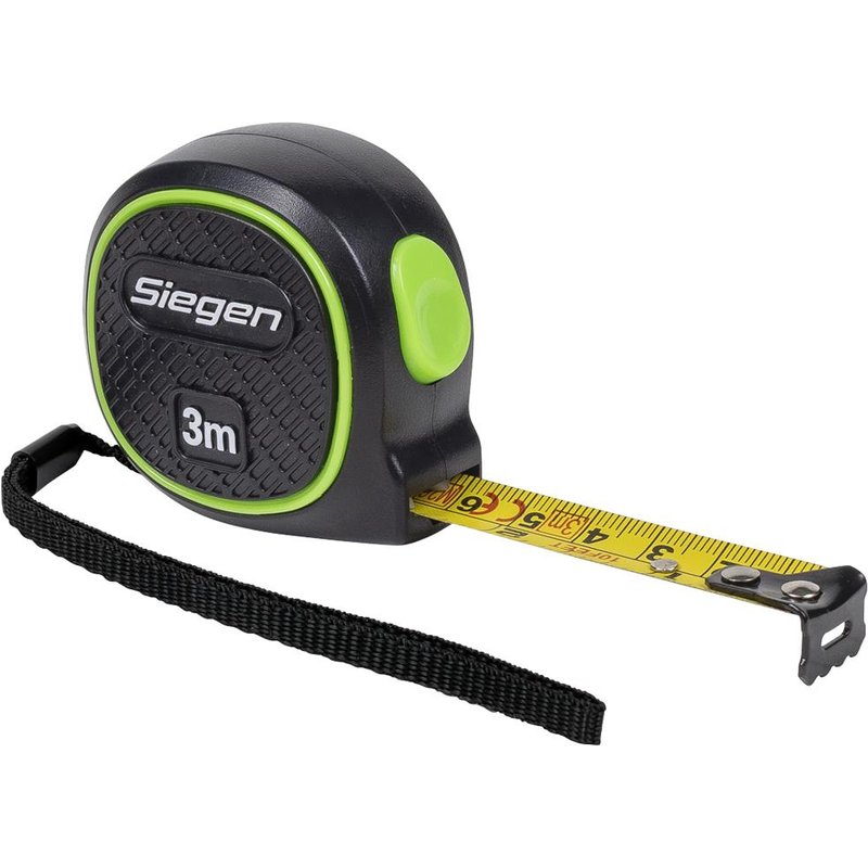 Siegen Auto Lock Tape Measure Imperial & Metric 10ft / 3m 16mm