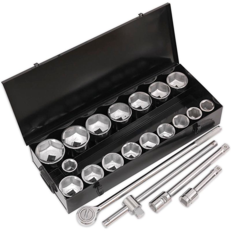 Siegen 21 Piece 1" Drive Hexagon WallDrive Socket Set Metric 1"