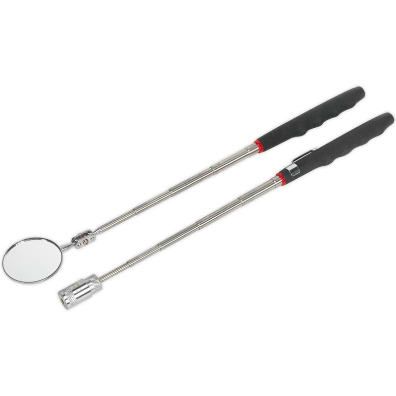Siegen 2 Piece Telescopic Magnetic LED Pick Up Tool and Inspection Mirror Set