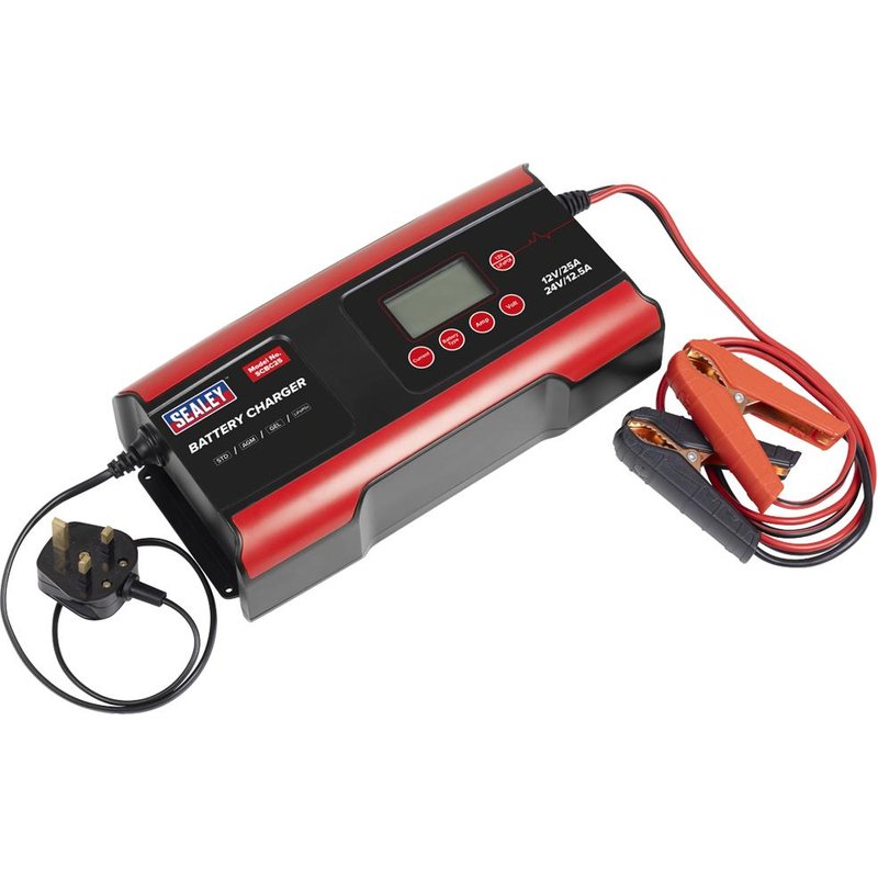 Sealey SCBC25 Compact Smart 25amp Battery Charger and Maintainer 12v or 24v