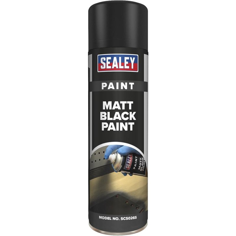 Sealey Matt Aerosol Spray Paint Pack of 6 Black 500ml