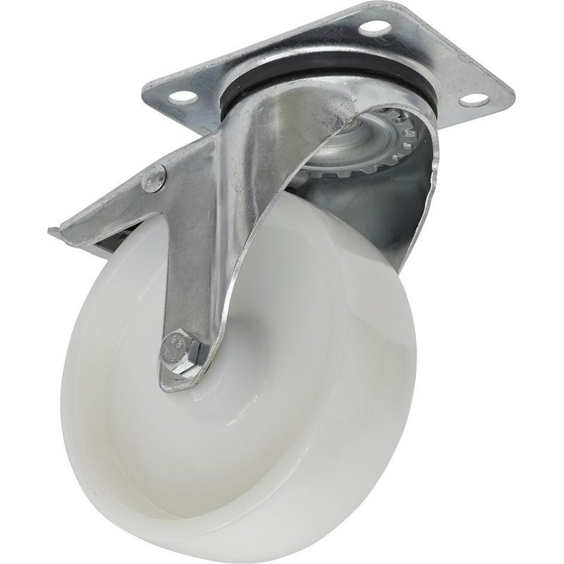 Sealey Swivel Plate Total Lock Castor White Polyamide 125mm