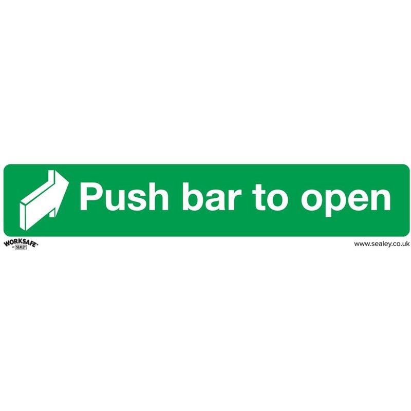 Sealey Rigid Plastic Push Bar To Open Sign 300mm 70mm Standard