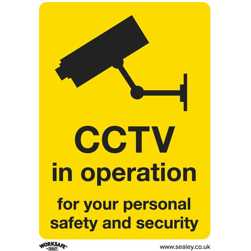 Sealey Self Adhesive Vinyl CCTV in Operation Sign Pack of 10 75mm 100mm Standard