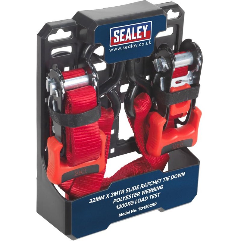 Sealey Slide Ratchet Tie Down Straps 32mm 3m 1200kg