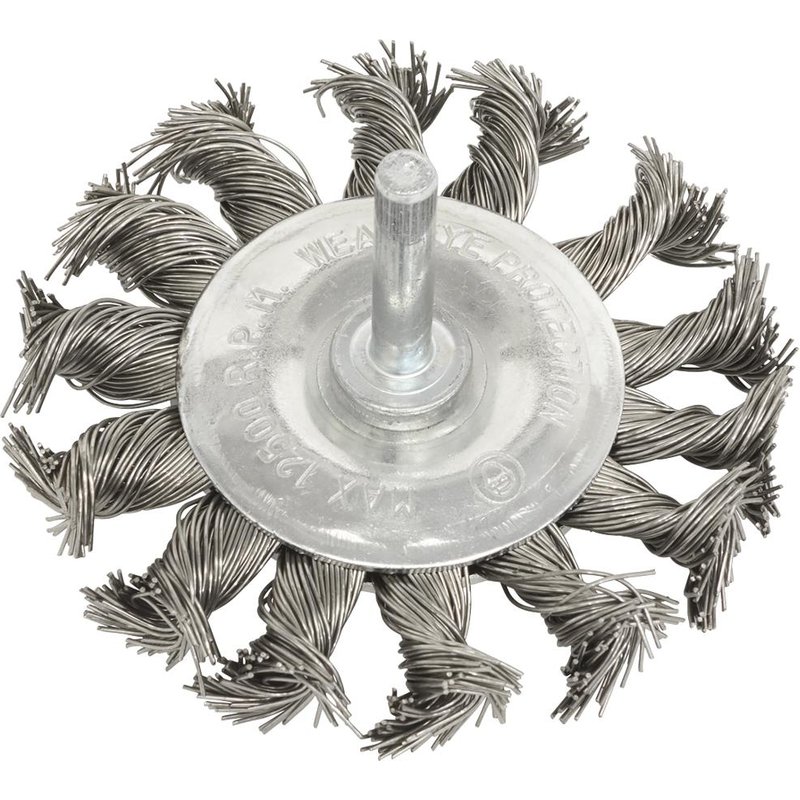 Sealey Flat Twist Knot Wire Brush 75mm 6mm Shank