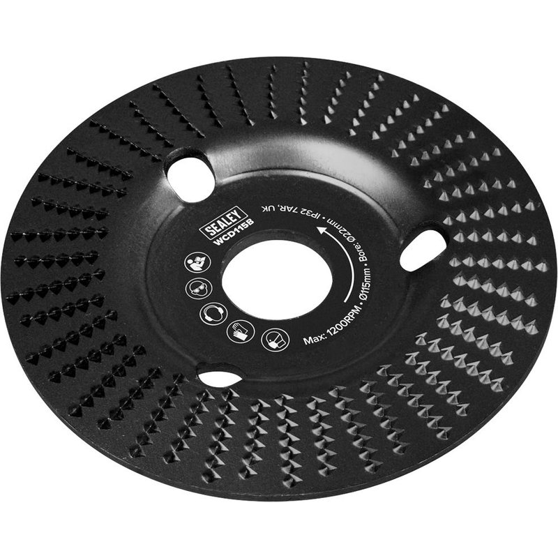 Sealey Bevelled Wood Carving Disc for Angle Grinders 115mm 115mm